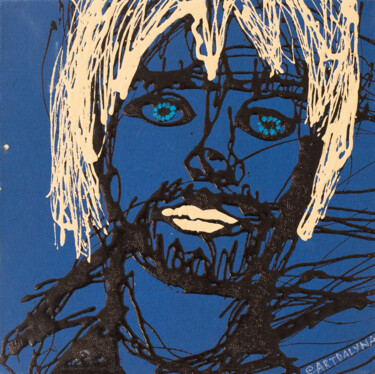 Painting titled ""Kurt Cobain"" by Art Dalyna, Original Artwork, Enamel Mounted on Wood Stretcher frame