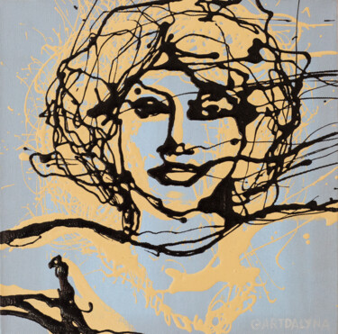Schilderij getiteld "" Morrison Jim "" door Art Dalyna, Origineel Kunstwerk, Glazuur Gemonteerd op Frame voor houten brancard