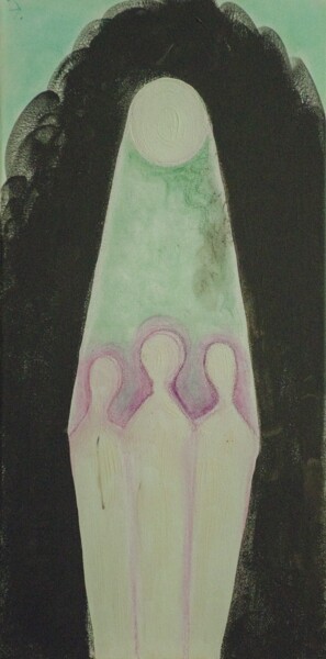 Картина под названием "Триптих об НЛО /…" - Art Dalyna, Подлинное произведение искусства, Акрил Установлен на Деревянная рам…