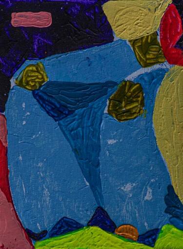 Painting titled "Синие Джинсы" by Art Dalyna, Original Artwork, Acrylic Mounted on Cardboard