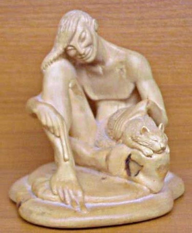 Skulptur mit dem Titel "Perdant sa propre i…" von Maria Iakovleva, Original-Kunstwerk, Holz