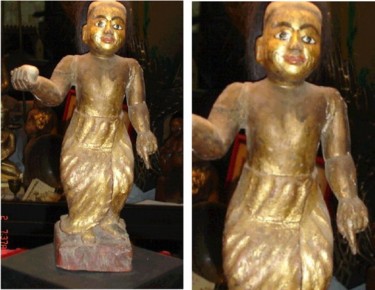 Sculpture titled "Small Burmese Statu…" by Art Deco Chiangmai Thailand Odyaiphsaal Etch, Original Artwork