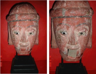Sculpture titled "VERY BIG PUPPET HEAD" by Art Deco Chiangmai Thailand Odyaiphsaal Etch, Original Artwork