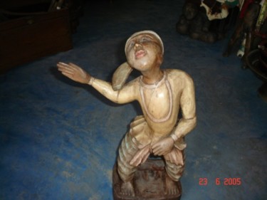 Sculpture titled "Burmese Dancer" by Art Deco Chiangmai Thailand Odyaiphsaal Etch, Original Artwork