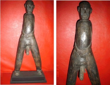 Sculpture titled "Statue from AKHA tr…" by Art Deco Chiangmai Thailand Odyaiphsaal Etch, Original Artwork