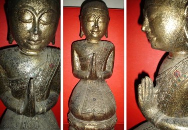 Sculpture titled "PHRA-SA-WOK" by Art Deco Chiangmai Thailand Odyaiphsaal Etch, Original Artwork