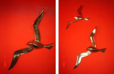 Sculpture titled "FLYING BIRDS , made…" by Art Deco Chiangmai Thailand Odyaiphsaal Etch, Original Artwork