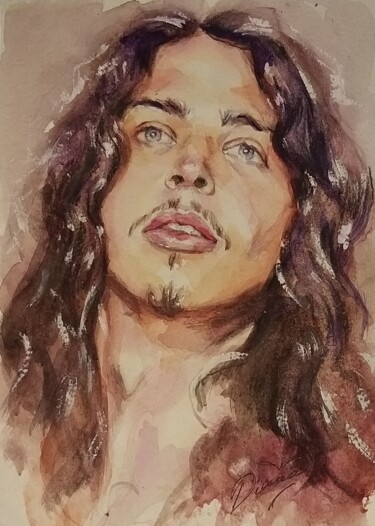 Painting titled "Eyes To the Sky" by Art Demiurge, Original Artwork, Watercolor