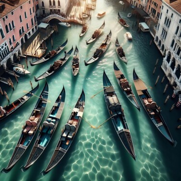 Grafika cyfrowa / sztuka generowana cyfrowo zatytułowany „les gondole à Venise” autorstwa Art Digital Visuel, Oryginalna pra…