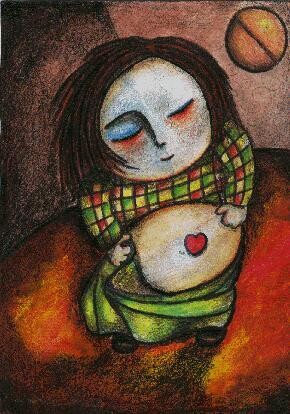 Zeichnungen mit dem Titel "Baby Herz" von Art Esmeralda Gallery, Original-Kunstwerk