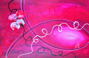 Schilderij getiteld "Balões Cor-de-rosa" door Art Estanislau, Origineel Kunstwerk, Acryl