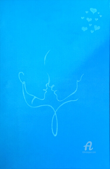 Peinture intitulée "Um Casal no Céu" par Art Estanislau, Œuvre d'art originale, Acrylique
