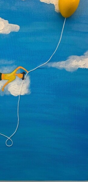 Painting titled "Dans les nuages" by Art Et Inclusion Exposition, Original Artwork, Acrylic
