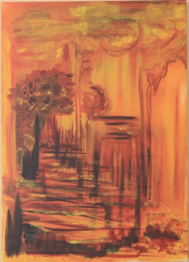 Peinture intitulée "Forêt d’or" par Rafqa, Œuvre d'art originale, Acrylique
