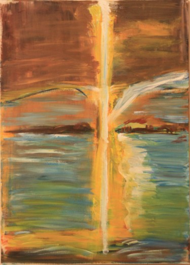 Painting titled "La mer" by Rafqa, Original Artwork, Acrylic