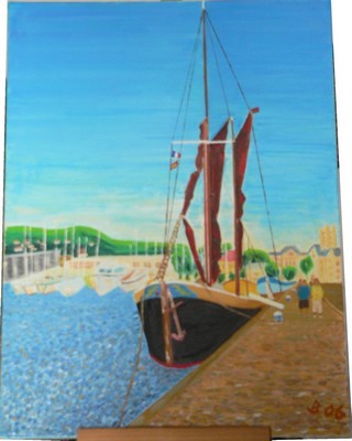 Peinture intitulée "Port de Fécamp" par Jacques Bonjour, Œuvre d'art originale, Huile
