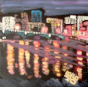 Peinture intitulée "Seine de nuit" par Jacques Bonjour, Œuvre d'art originale, Huile