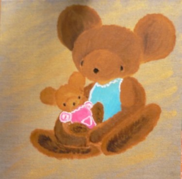 Peinture intitulée "Maman ours et son b…" par Jacques Bonjour, Œuvre d'art originale, Huile