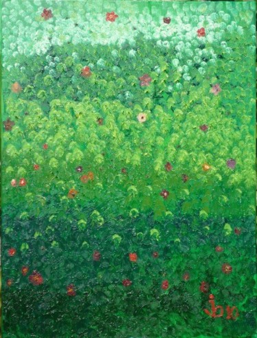 Peinture intitulée "Mur végétal" par Jacques Bonjour, Œuvre d'art originale, Huile
