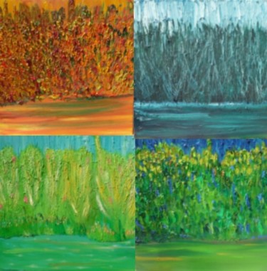 Peinture intitulée "Les 4 saisons" par Jacques Bonjour, Œuvre d'art originale, Huile