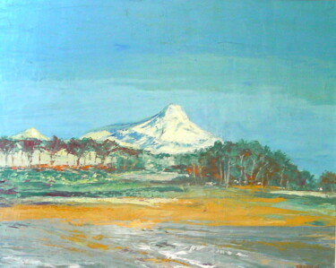 Painting titled "LES ALPILLES  REF.…" by Michèle Froment, Original Artwork, Oil Mounted on Wood Stretcher frame