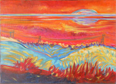 Painting titled "SOLEIL SUR LA PROVE…" by Michèle Froment, Original Artwork, Oil Mounted on Wood Stretcher frame