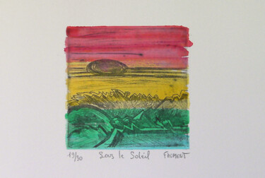 Incisioni, stampe intitolato "SOUS LE SOLEIL REF.…" da Michèle Froment, Opera d'arte originale, incisione Montato su Cartone