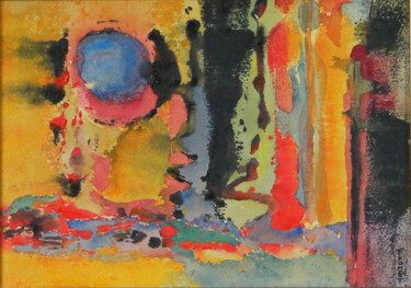Peinture intitulée "LUNE BLEUE REF. 386" par Michèle Froment, Œuvre d'art originale, Huile Monté sur Panneau de bois