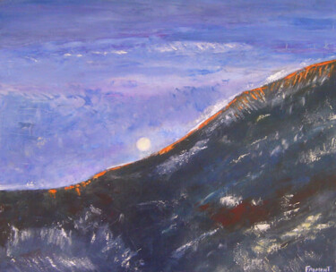 Painting titled "PETITE LUNE REF. 34…" by Michèle Froment, Original Artwork, Oil Mounted on Wood Stretcher frame