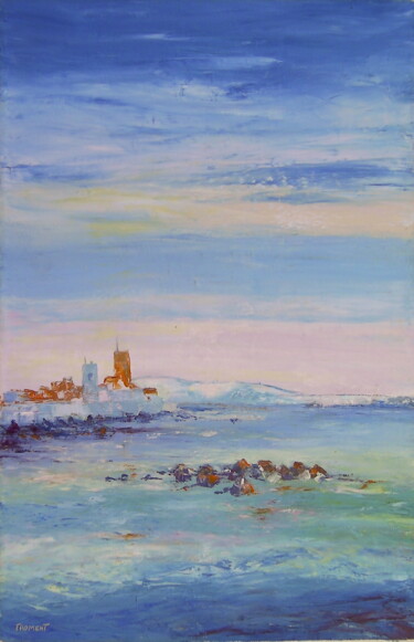 Painting titled "ANTIBES - les rempa…" by Michèle Froment, Original Artwork, Oil Mounted on Wood Stretcher frame