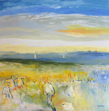 Painting titled "PROMENADE AU BORD D…" by Michèle Froment, Original Artwork, Oil Mounted on Wood Stretcher frame