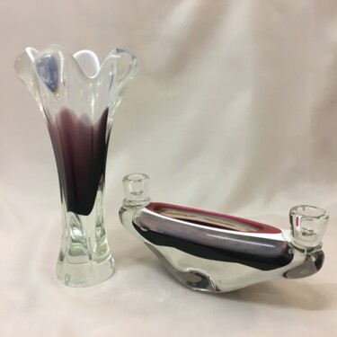 Design intitulée ""Vase & candels hol…" par Art Glass, Œuvre d'art originale, Verre