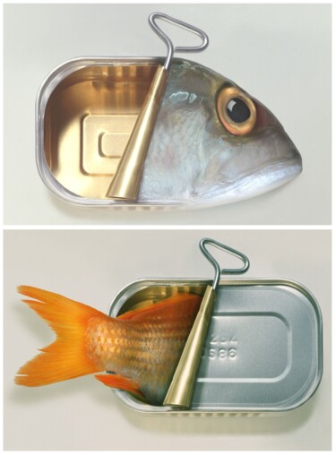 Digitale Kunst mit dem Titel "Fish Can & Fish Can…" von Art Grafts, Original-Kunstwerk, Fotomontage