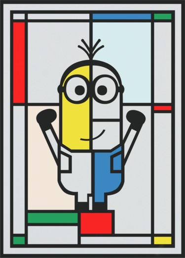 Digital Arts titled "Mondrian Minion" by Art Grafts, Original Artwork, Digital Painting