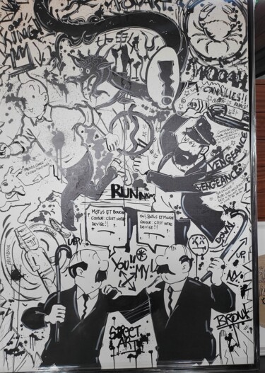 Картина под названием "black is black" - Art Hugo, Подлинное произведение искусства, Акрил Установлен на Деревянная рама для…
