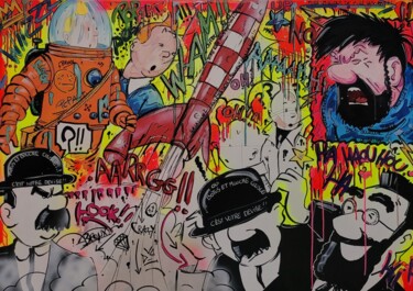 Картина под названием "Objectif pop'art 14…" - Art Hugo, Подлинное произведение искусства, Акрил Установлен на Деревянная ра…