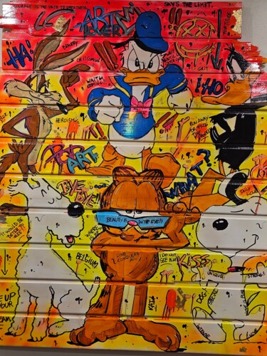 Ζωγραφική με τίτλο "Donald Coming" από Art Hugo, Αυθεντικά έργα τέχνης, Ακρυλικό Τοποθετήθηκε στο Ξύλινο φορείο σκελετό
