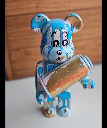 Sculptuur getiteld "Blue BEARBRICK Pop…" door Art Hugo, Origineel Kunstwerk, Acryl