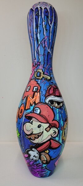 Escultura titulada "Bowling popart Mario" por Art Hugo, Obra de arte original, Acrílico