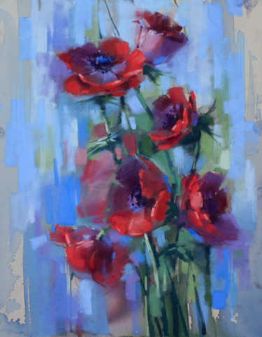 Картина под названием "Poppies" - Irina Klimova, Подлинное произведение искусства, Акварель