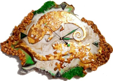 Wall clock "African Yin Yang" Design mit dem Titel "Wall clock "African…" von Irina Ivakina, Original-Kunstwerk, Zubehör