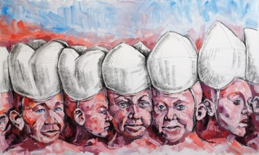 Pintura titulada "Коренные, Indigenous" por Sergei Karavaev, Obra de arte original, Carbón Montado en Bastidor de camilla de…
