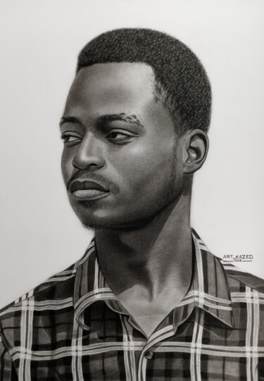 Drawing titled "Auto Portrait ( Art…" by Art Kazed, Original Artwork, Charcoal