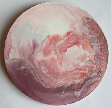 Painting titled "Pink peony / fluid…" by Elizaveta Tarasova, Original Artwork, Acrylic