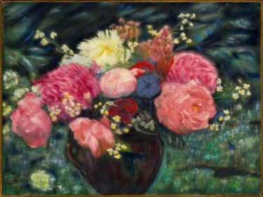 Malarstwo zatytułowany „Bouquet de fleurs (…” autorstwa Madi, Oryginalna praca, Olej