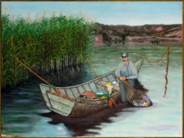 Painting titled "Nettoyage du fleuve" by Madi, Original Artwork, Oil