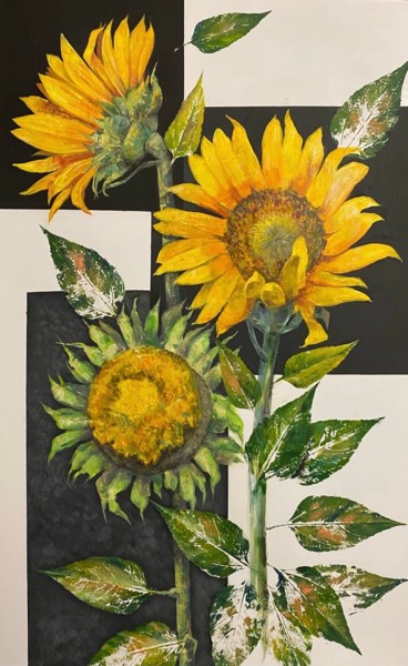 Pittura intitolato "Sunflowers" da Maria Aristova, Opera d'arte originale, Acrilico