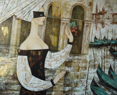 Картина под названием "At the pier" - Maria Aristova, Подлинное произведение искусства, Масло