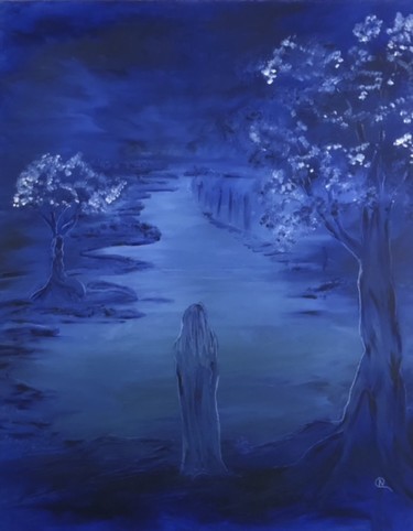 Peinture intitulée ""Son horizon"" par Nicole Coudray, Œuvre d'art originale, Huile Monté sur Châssis en bois