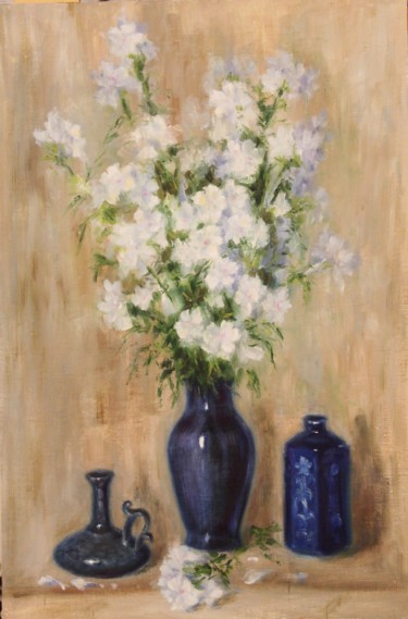 Картина под названием "белые цветы" - Дмитрий Щербаков, Подлинное произведение искусства, Масло